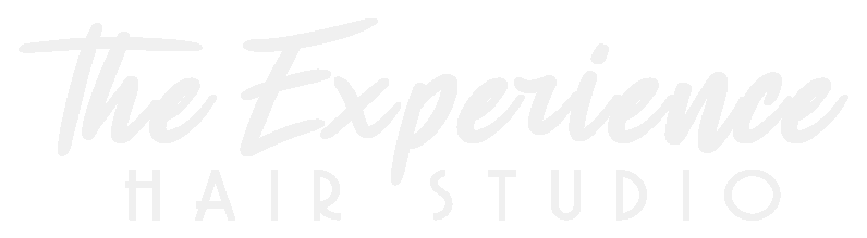 The Experience Hair Studio logo in white -Maryville, IL