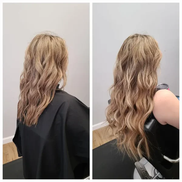 The Experience Hair Studio - before and after blond hair extensions - Edwardsville, IL